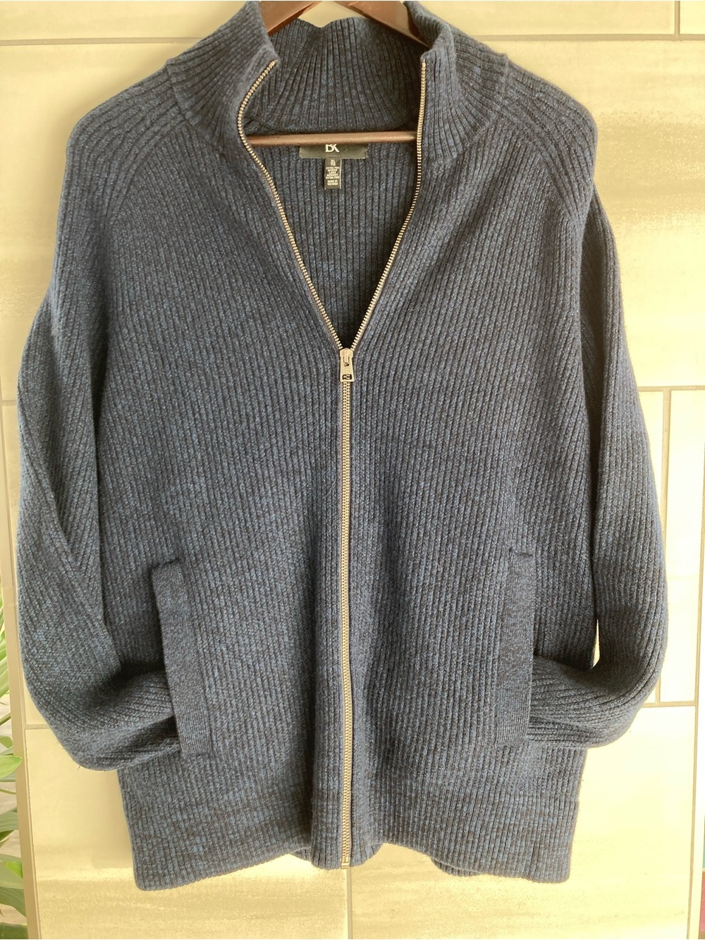 Banana Republic Ribbed Zip-Front Cardigan in Slate Blue